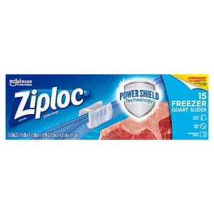 ZIPLOC STORAGE BAGS, SLIDER, QUART