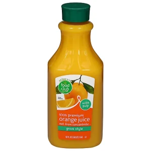 Food Club Juice, With Pulp, 100% Premium, Grove Style, Orange 52 fl oz