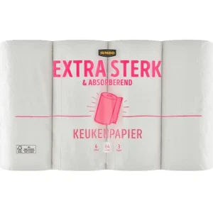 Jumbo Keukenpapier Extra Sterk & Absorberend 3 Lagen 4 Rollen