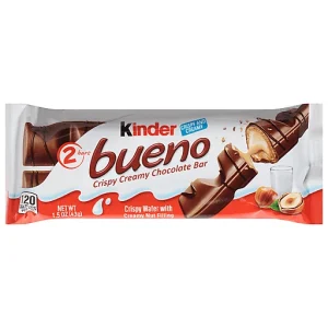 Kinder Bueno Milk Chocolate and Hazelnut Cream, 2 Individually Wrapped Chocolate Bars, 1.5 oz