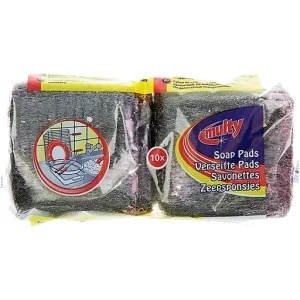Multy Pannenspons staalwol met zeep pak a 10st