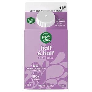 Food Club Half & Half, Ultra Pasteurized 1 pt